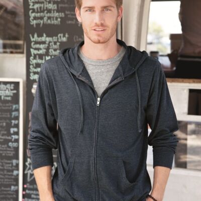 Lightweight Jersey Hooded Full-Zip T-Shirt Thumbnail