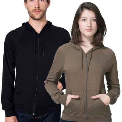 Unisex Fine Jersey Zip Hoodie Thumbnail